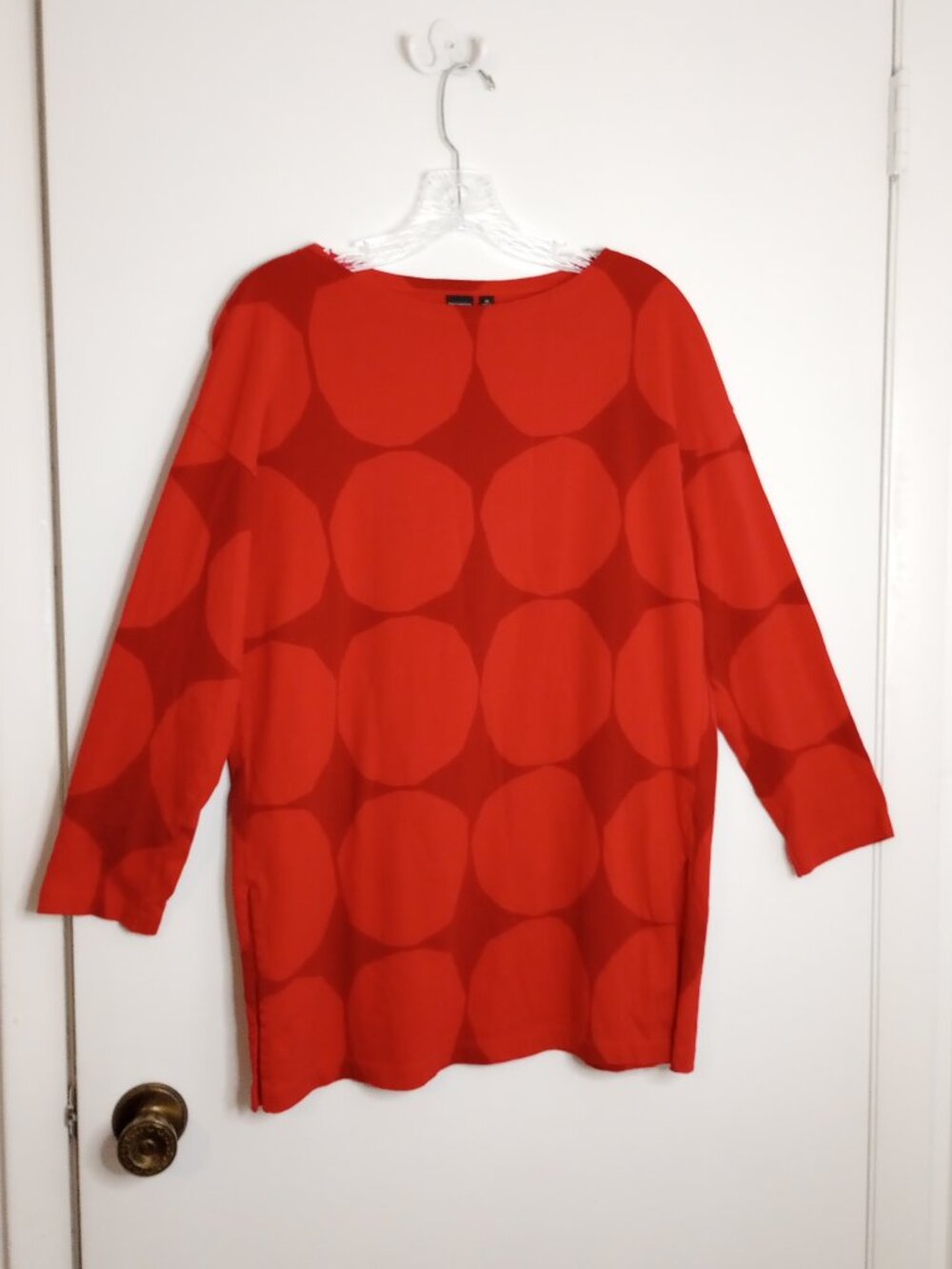 Marimekko X Uniqlo Red Kivet Dot Print Cotton Tunic Top
